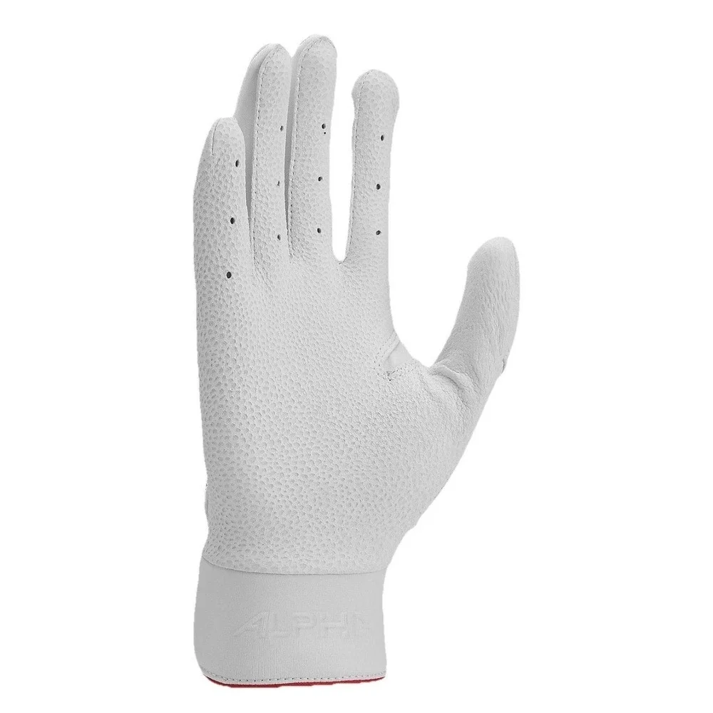 Nike Unisex's Alpha Elite Baseball‎ Batting Gloves Dri-FIT Size Medium Red White